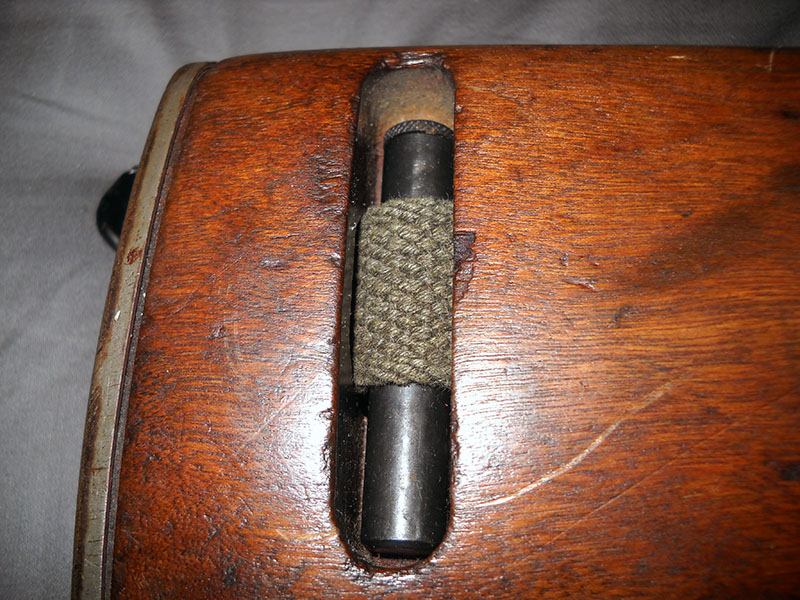 detail, M1 carbine rear sling mount with oiler